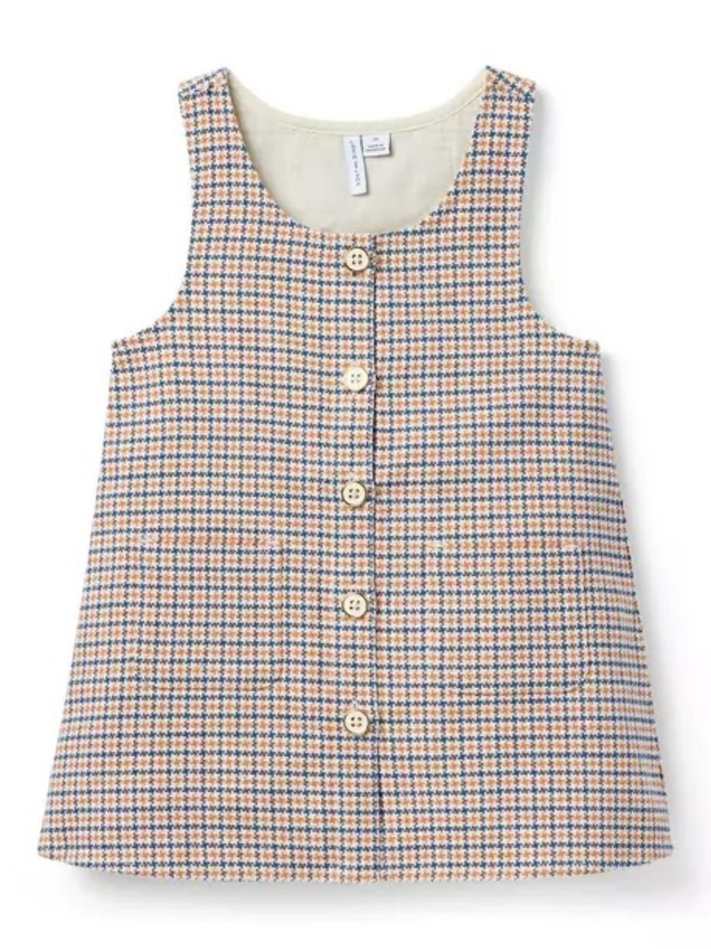 Janie and Jack Houndstooth Button Front Jumper Dress | Size 8 | Multicolor